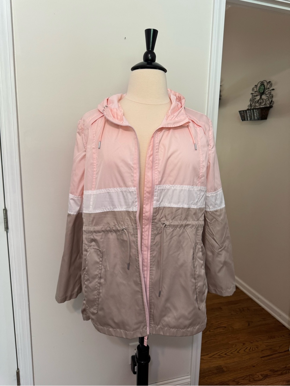 Big Chill Pink & Taupe Colorblock Hooded Utility Jacket